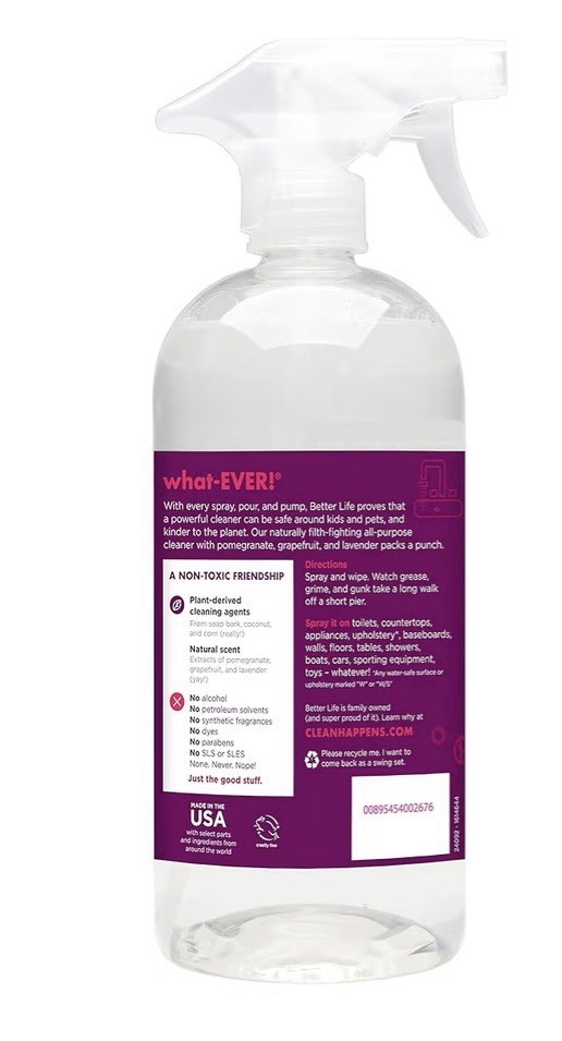 BETTER LIFE All-Purpose Spray Cleaner – Plant-Based, Zero Harsh Chemicals, 32oz
