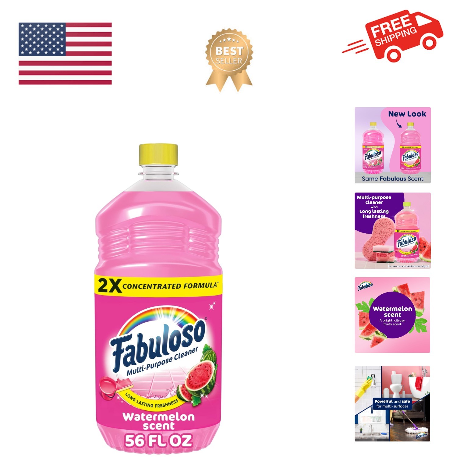 Multi-Purpose Cleaner and Floor Cleaner, 2X Concentrated Formula, Long-Lastin…