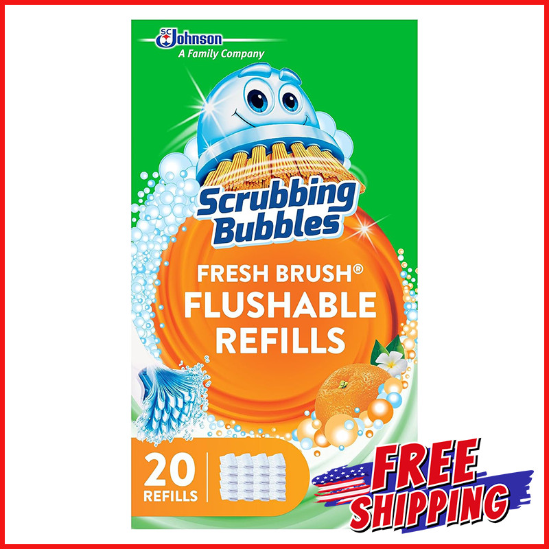 FLUSHABLE TOILET BOWL WAND CLEANER REFILL Fresh Brush Pads Citrus Scent 20 Count
