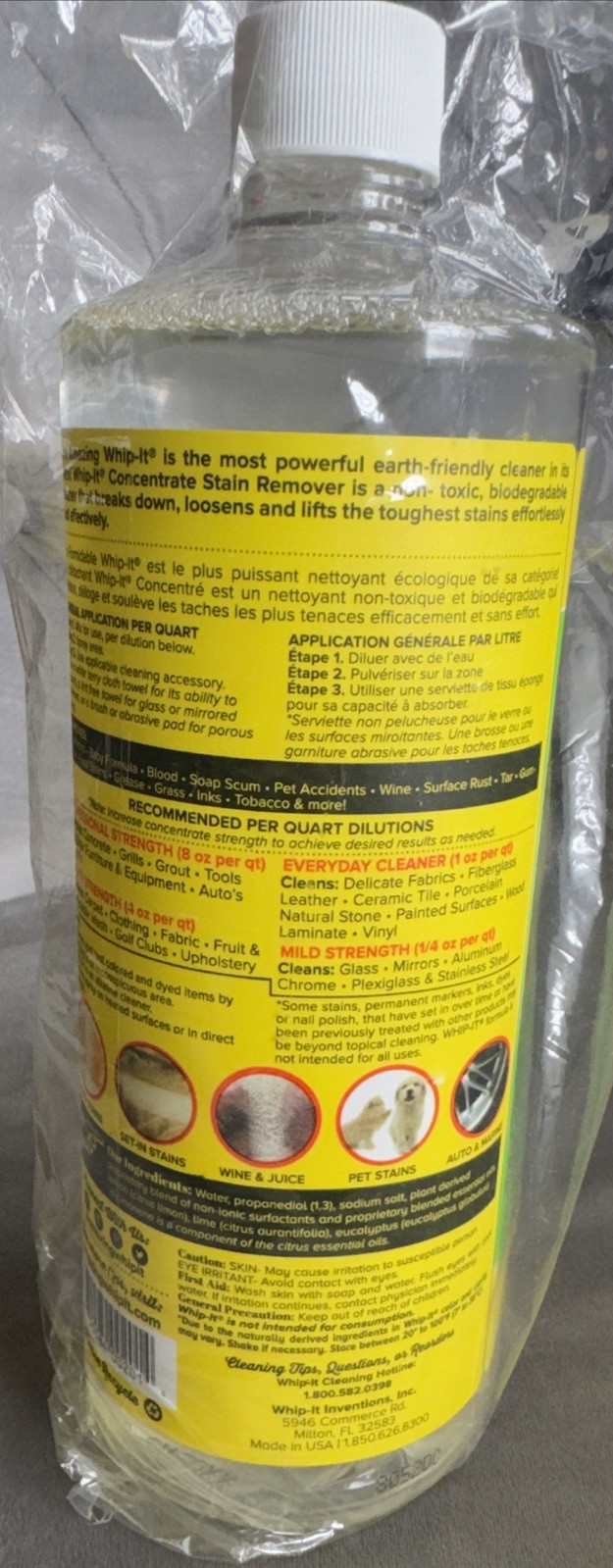 Whip It Concentrate 32 Oz All Purpose Cleaner & Stain Remover Earth Friendly NEW