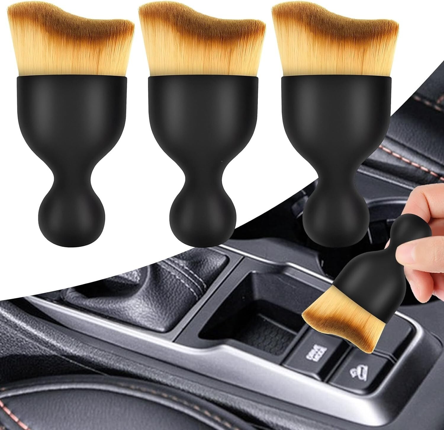 3PCS Car Interior Cleaning Brush Automotive Interior Dusting Brush Soft Bristles