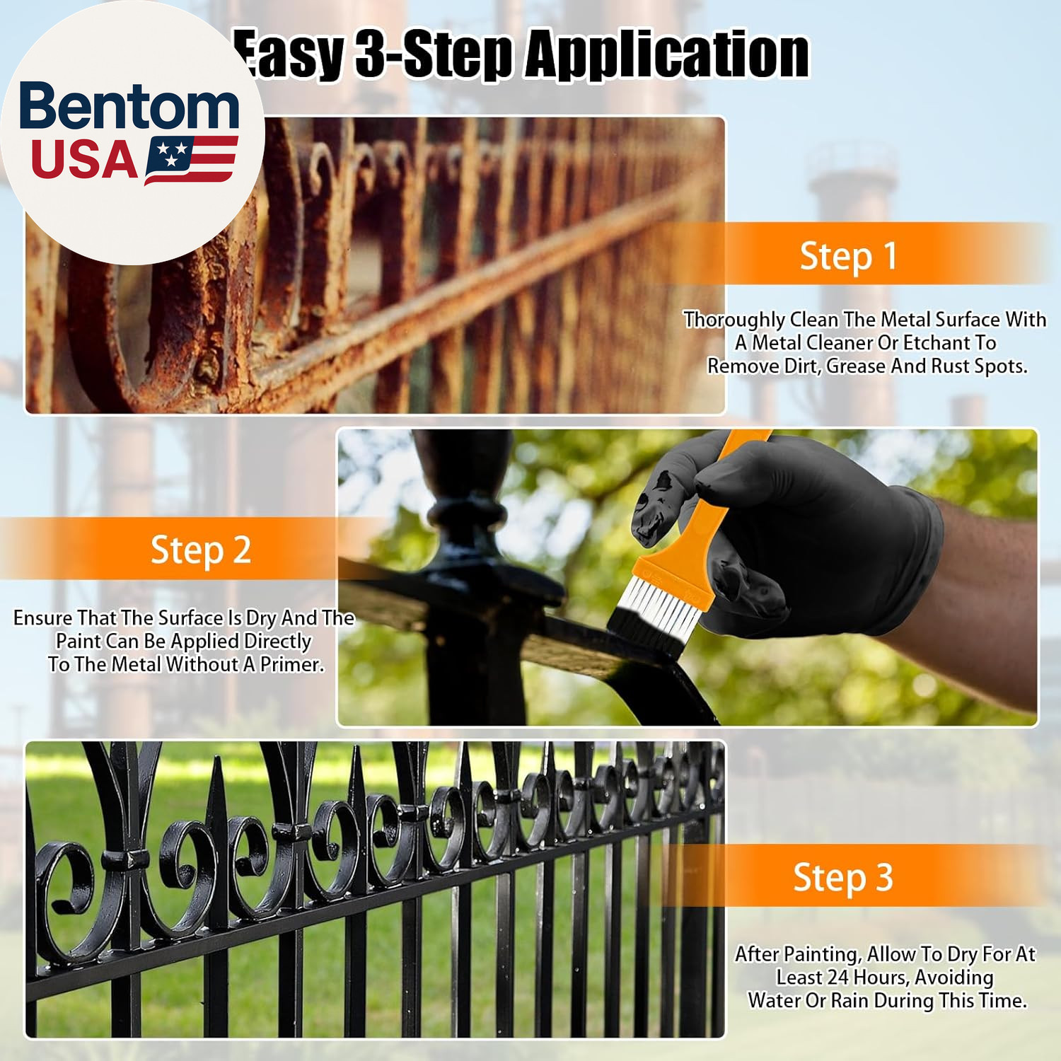 2-In-1 Rust Converter & Metal Primer, 35Oz Black Rust Inhibitor Paint for Metal