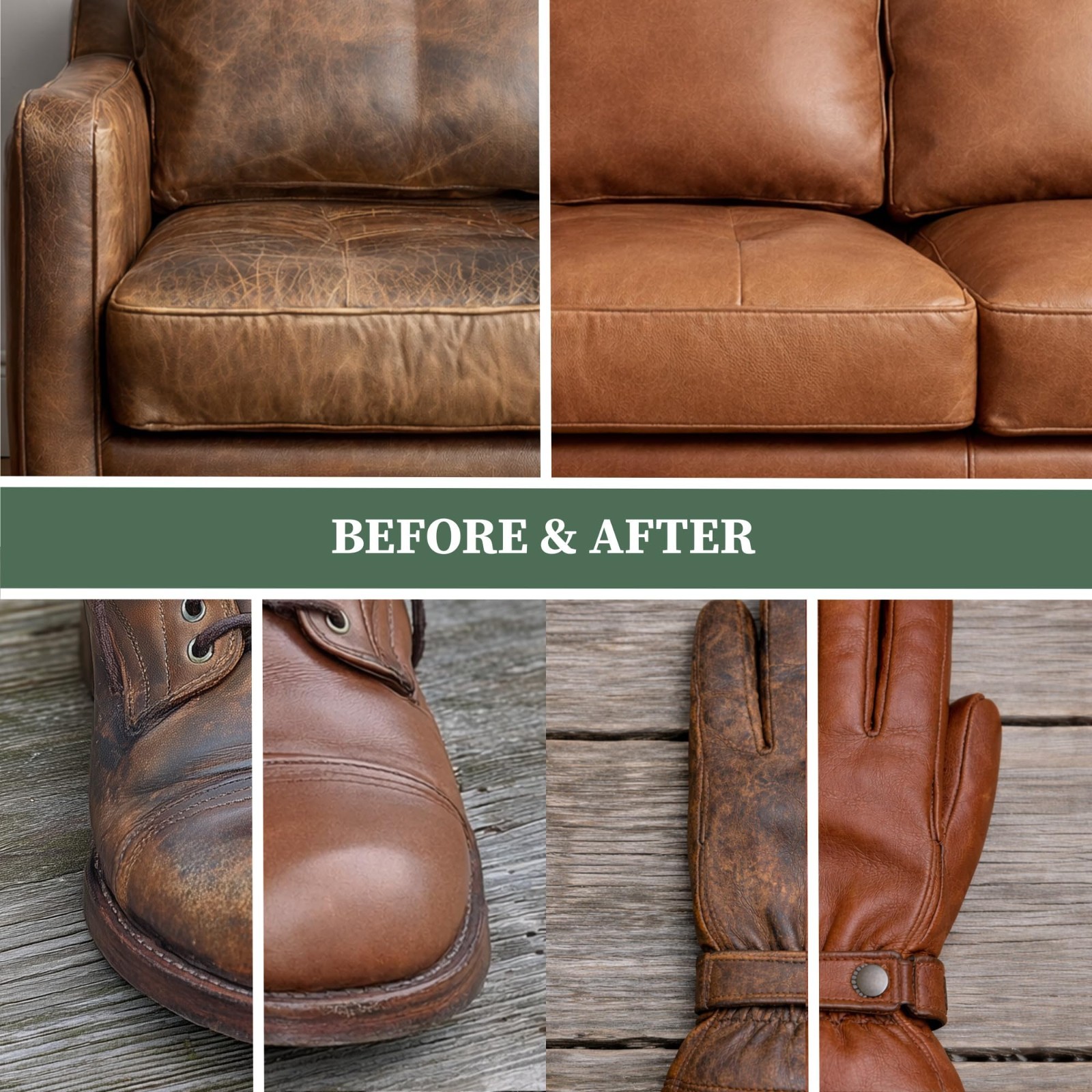 5-Piece Leather Care Kit – Natural Cleaner & Conditioner with Aloe Vera, Cloths