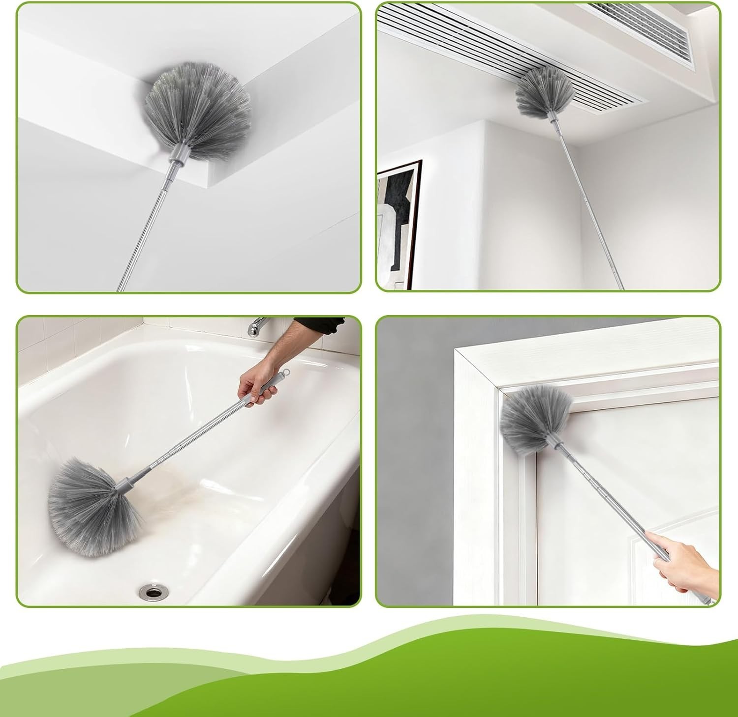 Microfiber Ceiling Fan Duster-Cobweb Cleaner Brush Kit Telescopic Extension Pole