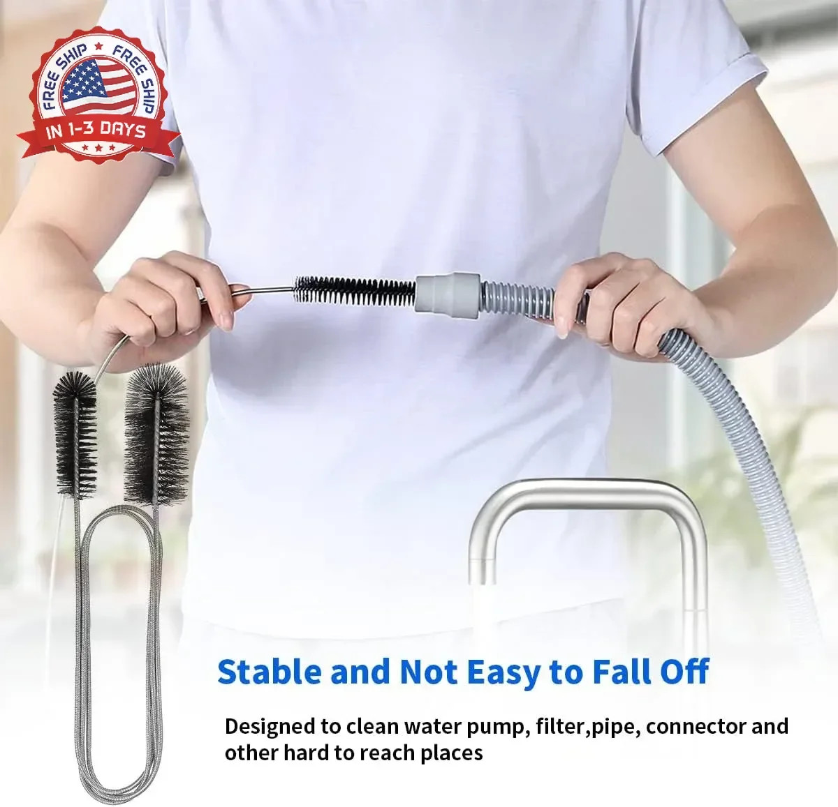 10PCS Flexible Drain Brush Straw Cleaner Brush Set,Pipe Cleaners Brush,61Inch St