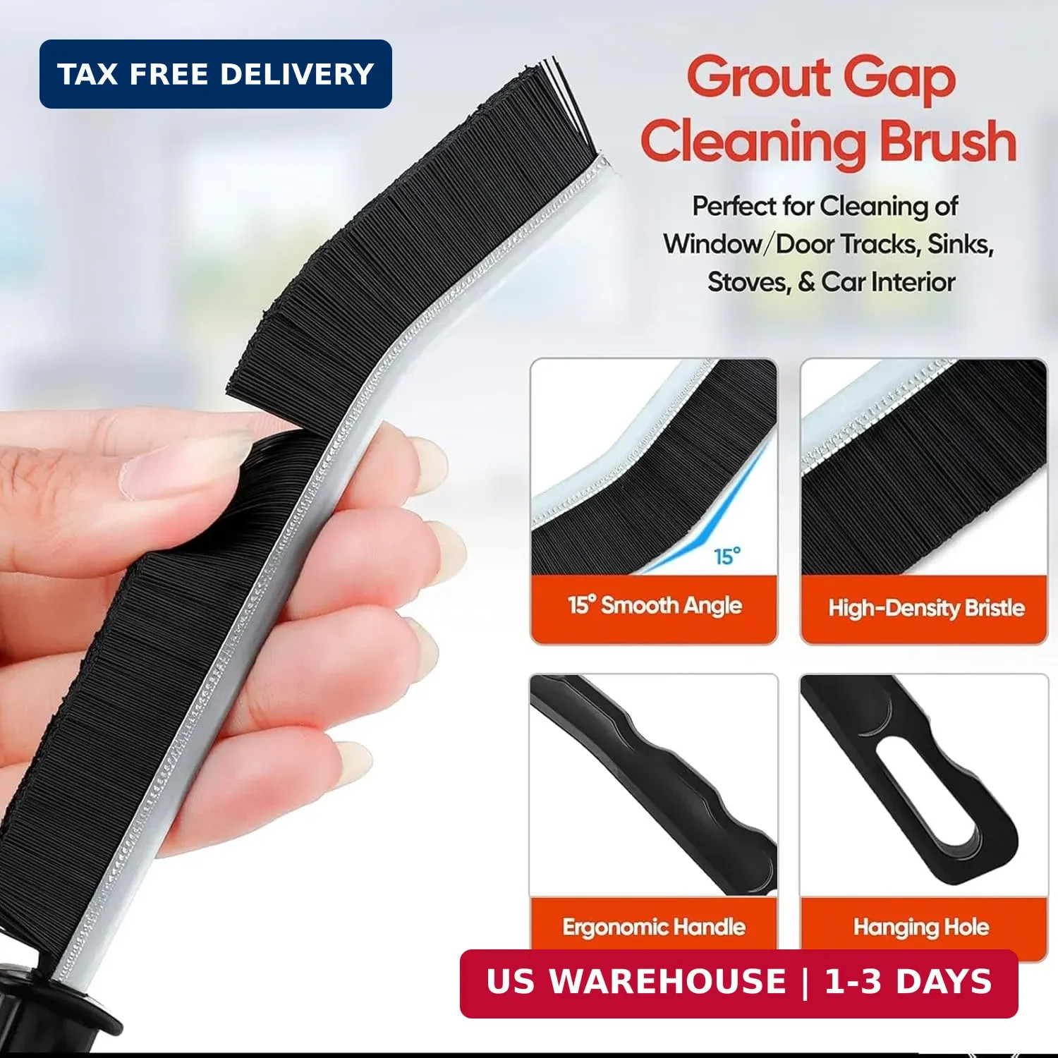 Crevice Cleaning Brush Tool – Heavy Duty Hard Bristle Gap Brush for Deep Cleanin