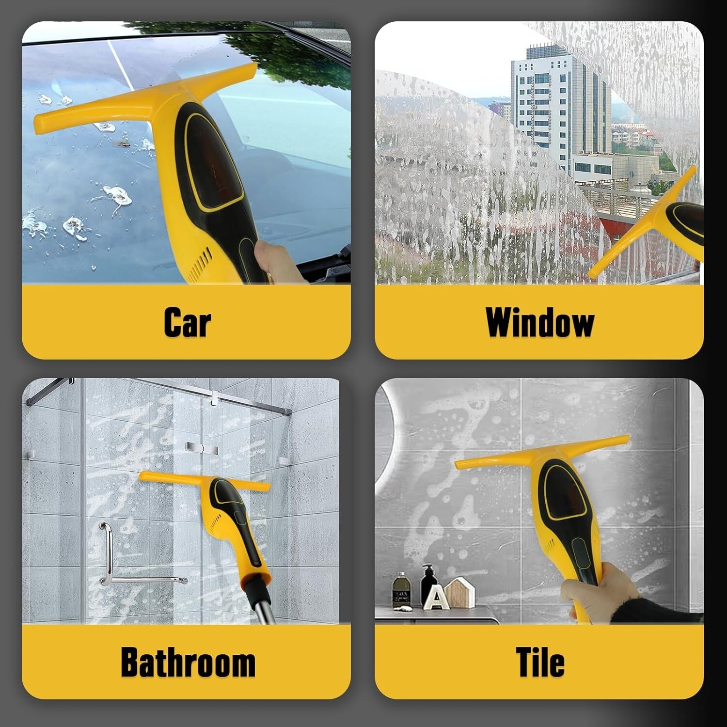 Mellif Window Vacuum Squeegee Cordless Rechargeable 36″-61″ Telescopic Pole