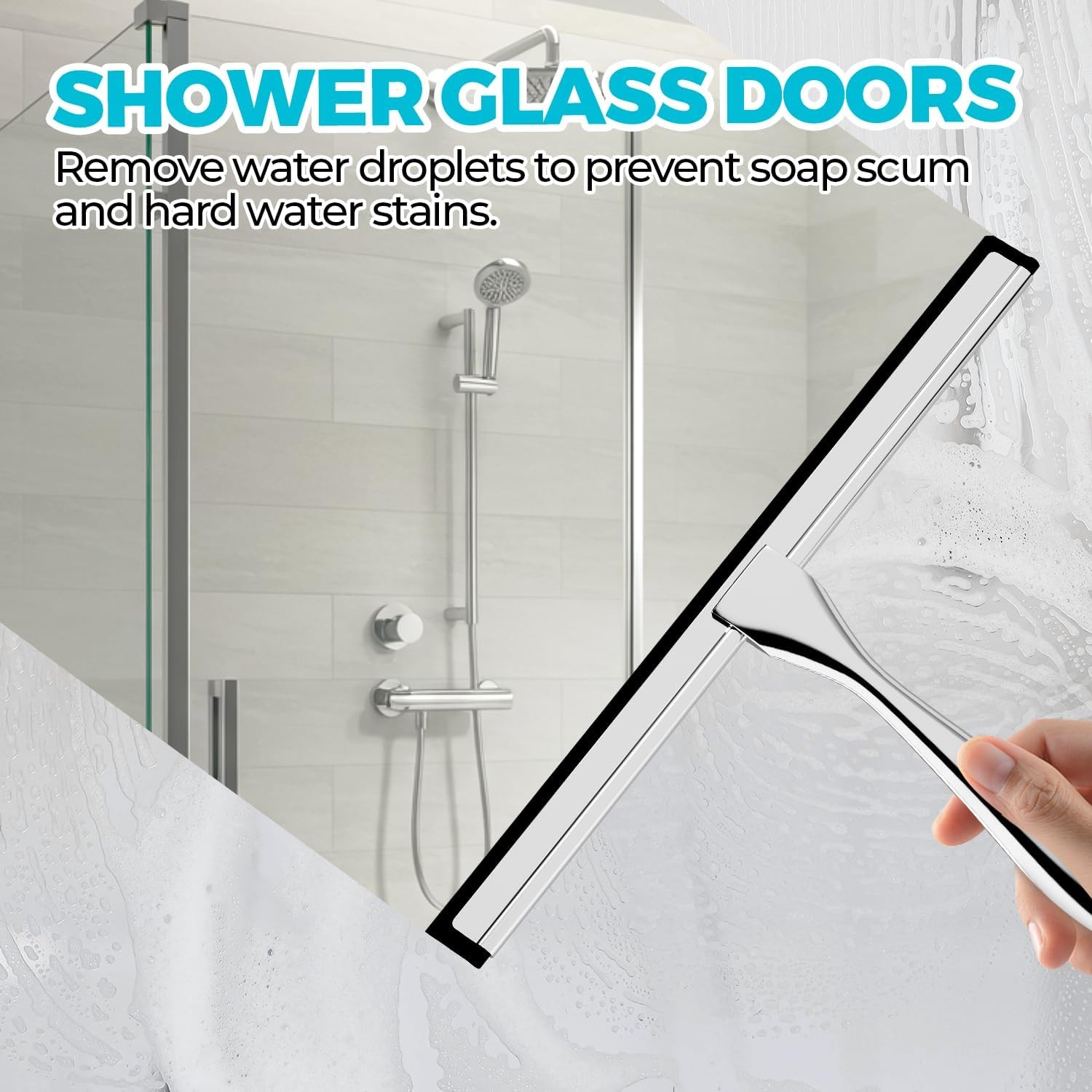 2PACK Shower Squeegee Glass Doors Squeegee Shower Glass All-Purpose Tile Walls