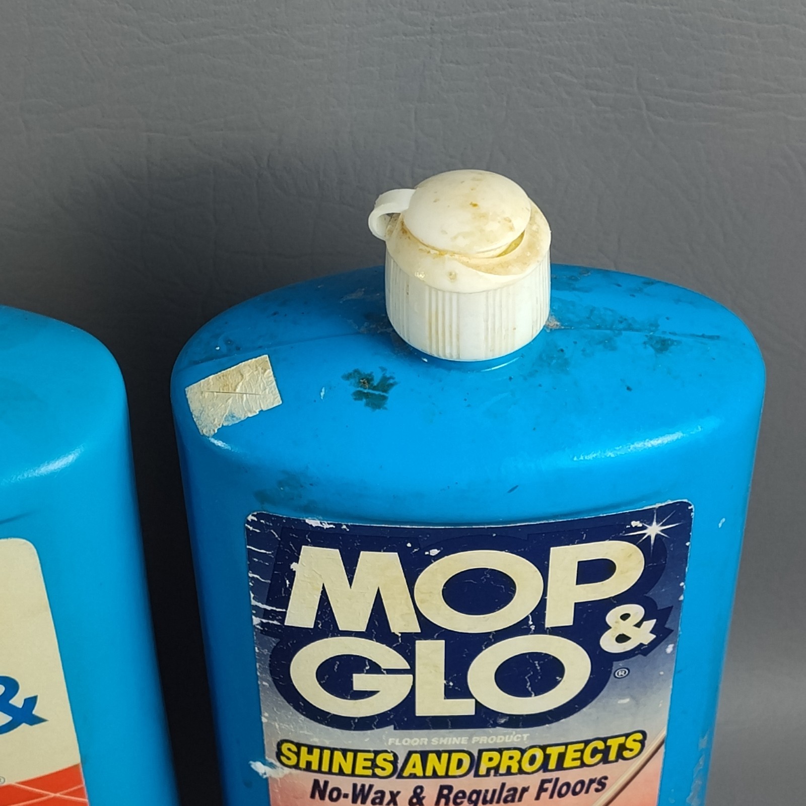 Vintage Mop & Glo Floor Shine Cleaner Movie Prop 32oz Both Mostly Full 1980s