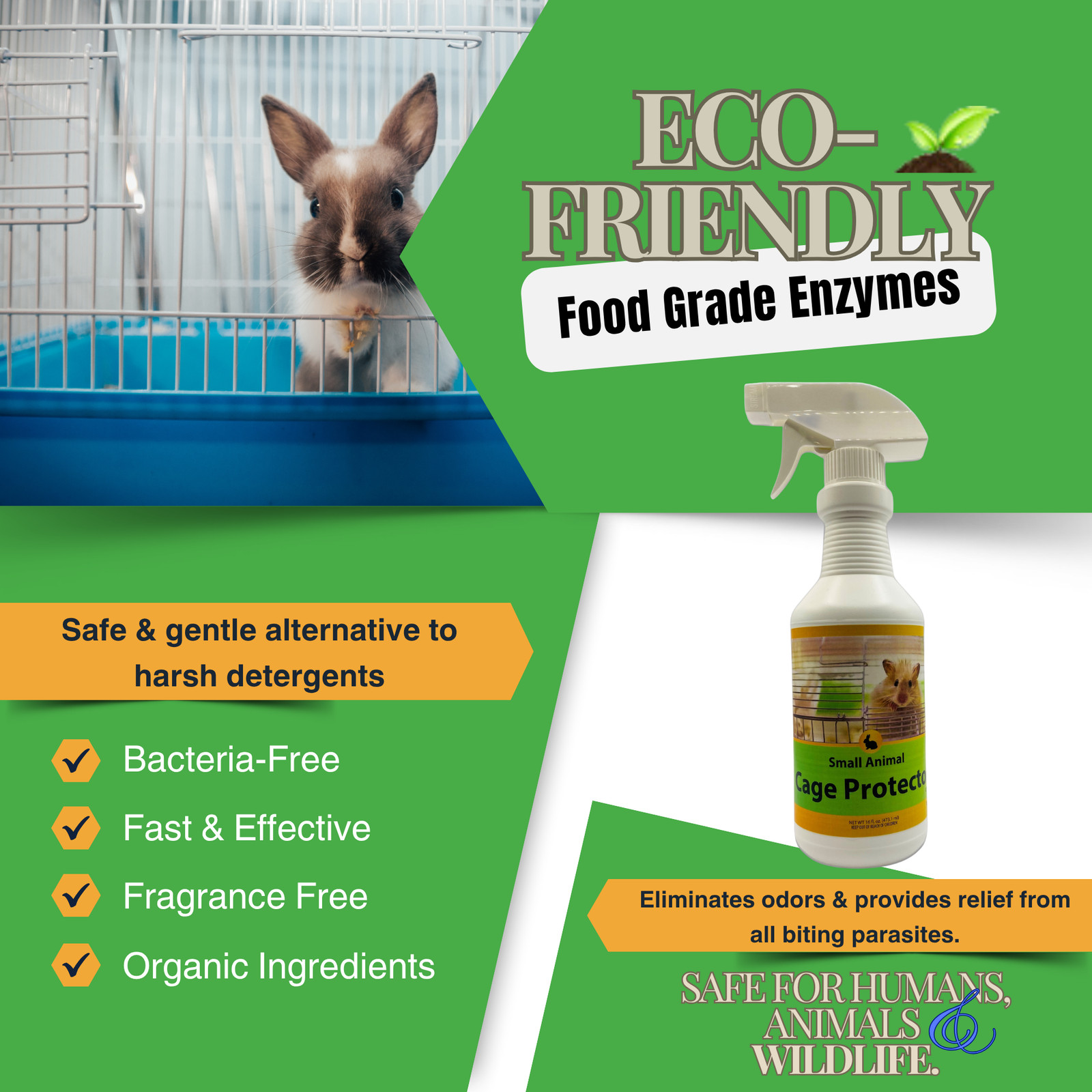 Small Animal Cage Cleaner & Deodorizer | For Hamsters, Guinea Pigs & Rabbits | 1