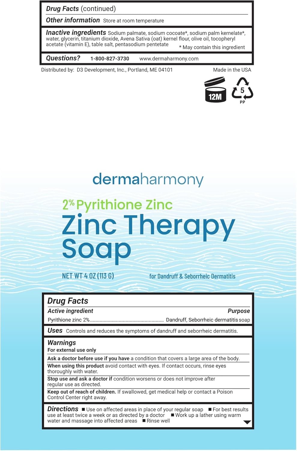 2% Pyrithione Zinc (ZnP) Bar Soap 4 oz – Crafted for Those with Skin Conditions