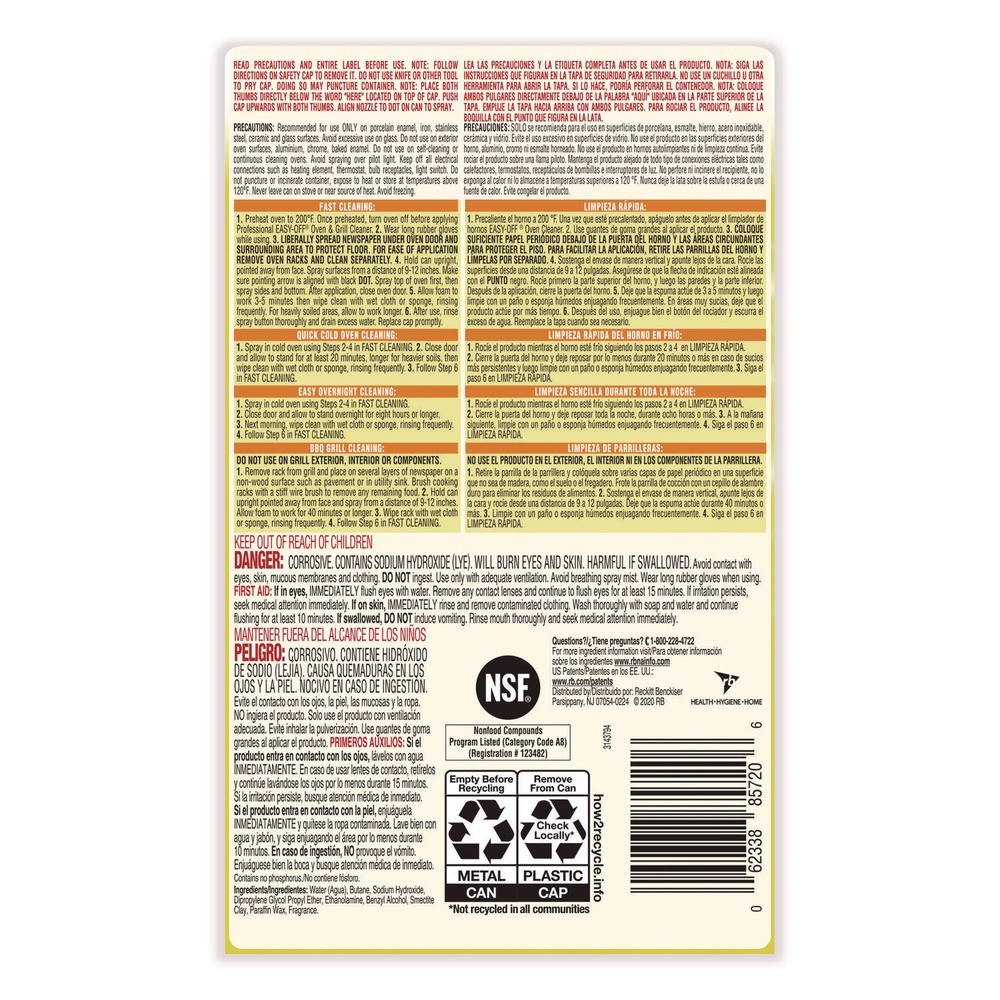 Professional EASY-OFF 85261EA 24 oz. Spray Oven/Grill Cleaner – Unscented New