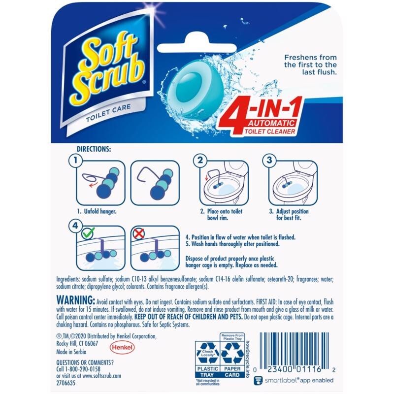 Soft Scrub 4-in-1 Toilet Care Sapphire Waters Scent Toilet Bowl Cleaner 1 Pack