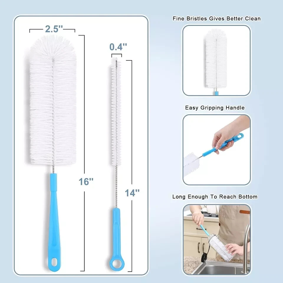 Bottle Cleaning Brush Set Long Handle Silicone Brushes Jug Thermos Flask Cleaner