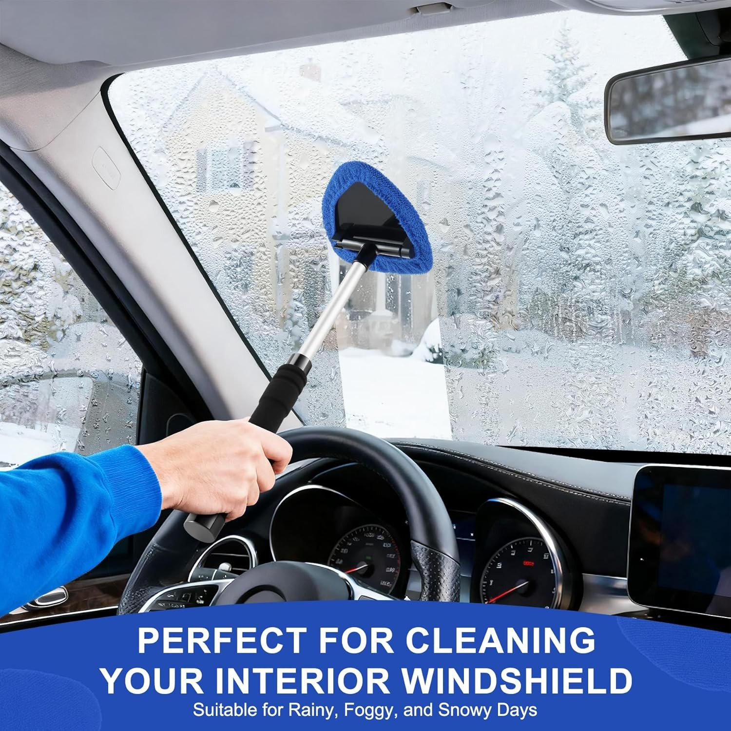 Windshield Cleaning Tool Kit Car Window Glass Wiper Cleaner Brush Pad Extendable