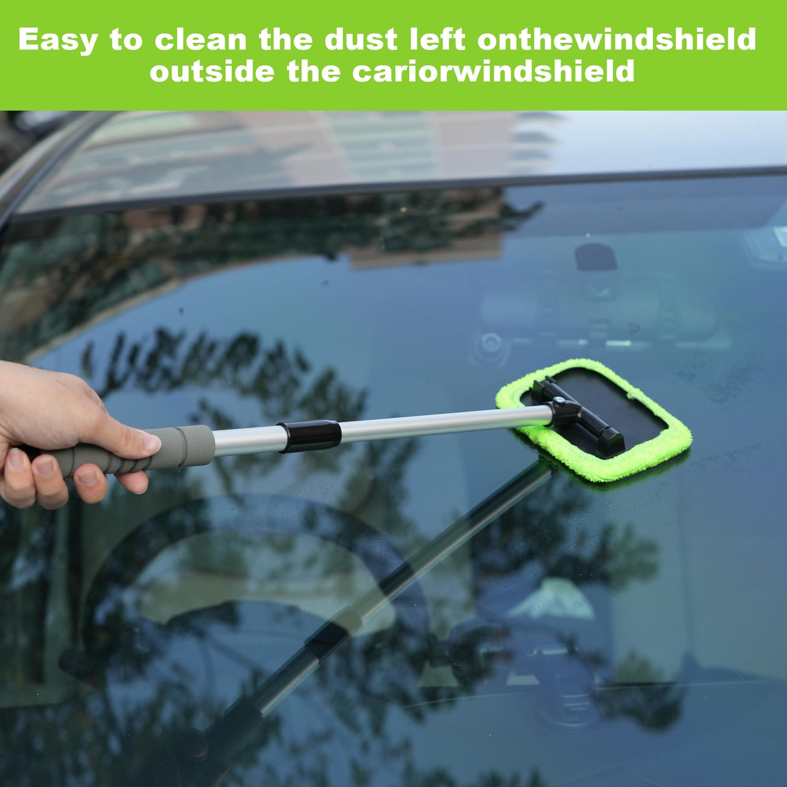 Extendable Windshield Cleaning Tool – 27″ Auto Glass Cleaner with Microfiber
