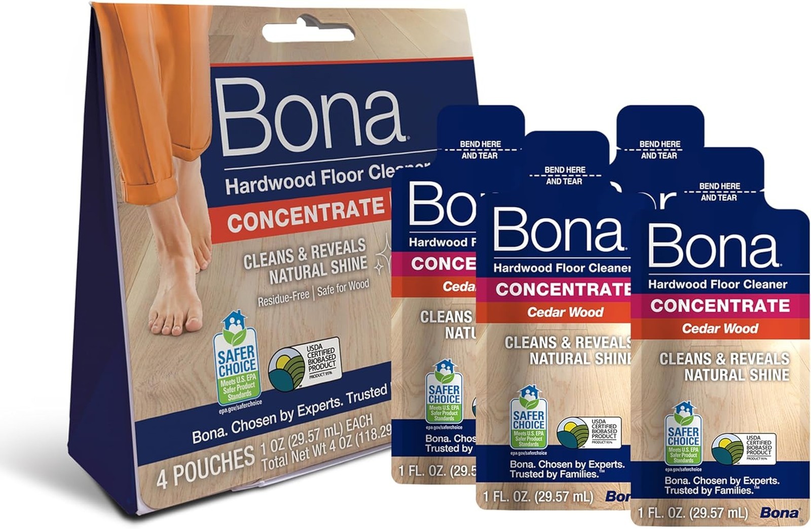 Hardwood Floor Cleaner Concentrate Cedar Wood Scent 1 fl oz Pack of 4