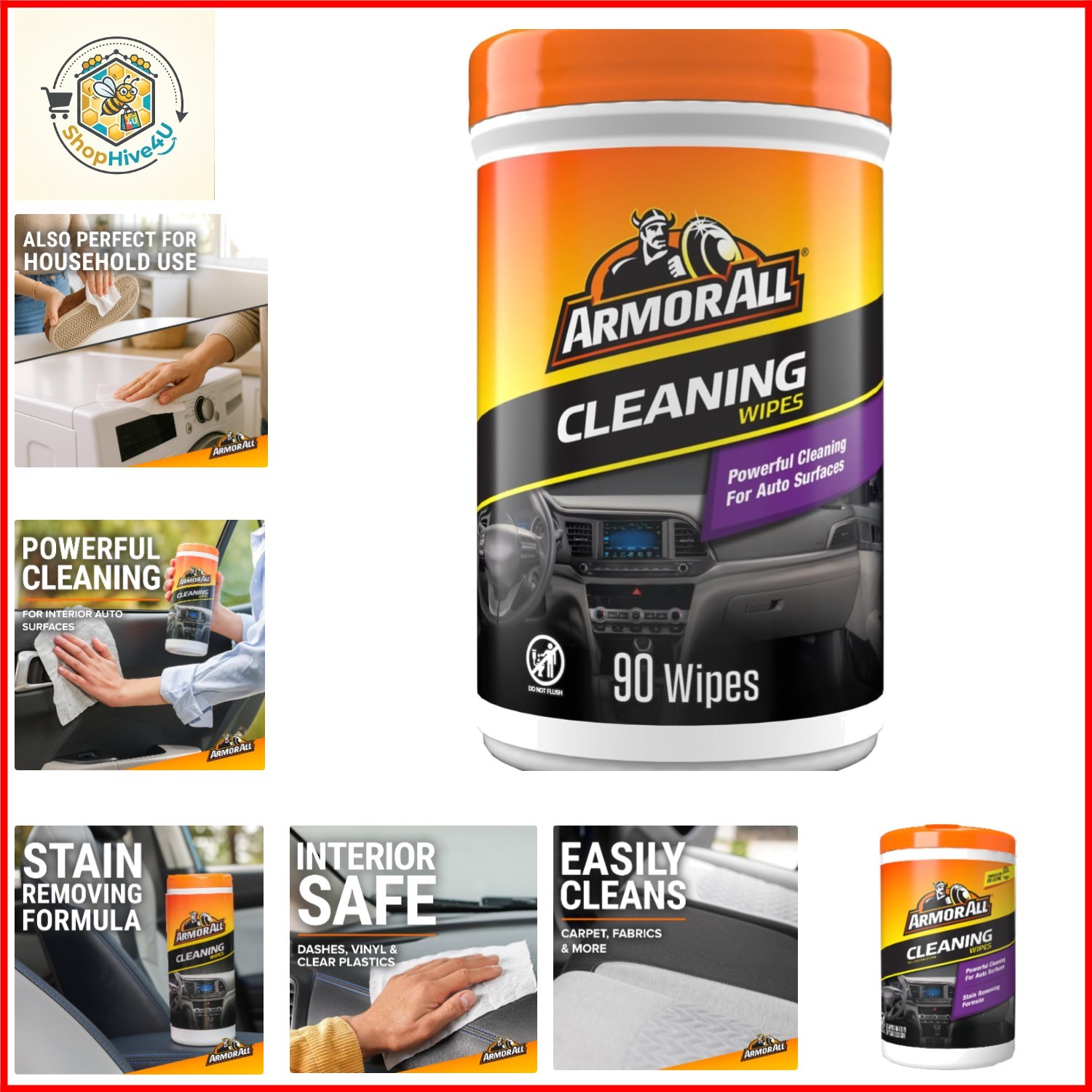 Car Cleaning Wipes, 90 Count Canister, Car Wipes | Lint-free car dashboard cl…