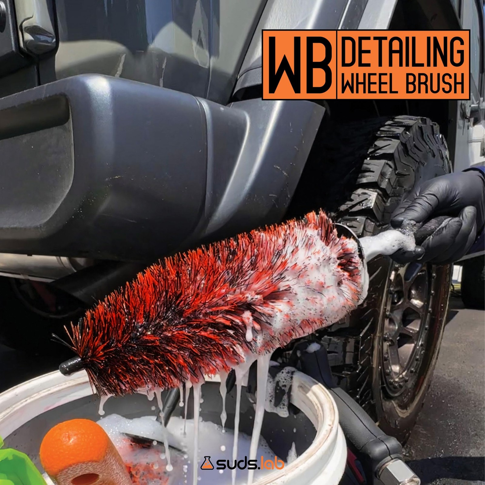 Premium Detailing Wheel Brush – 17.7 Scratch-Free Rim, Tire Wheel Cleaner