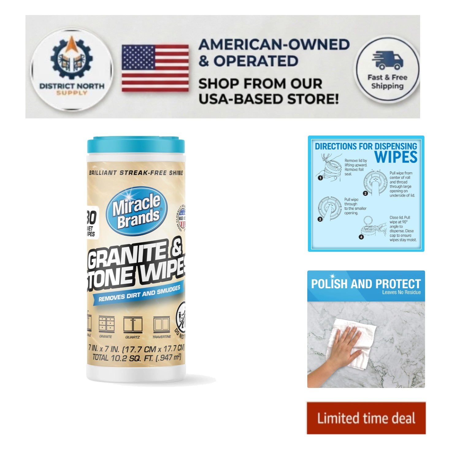 Everyday Cleaning Wipes for Stone & Tile – 30 Count Unscented Protection