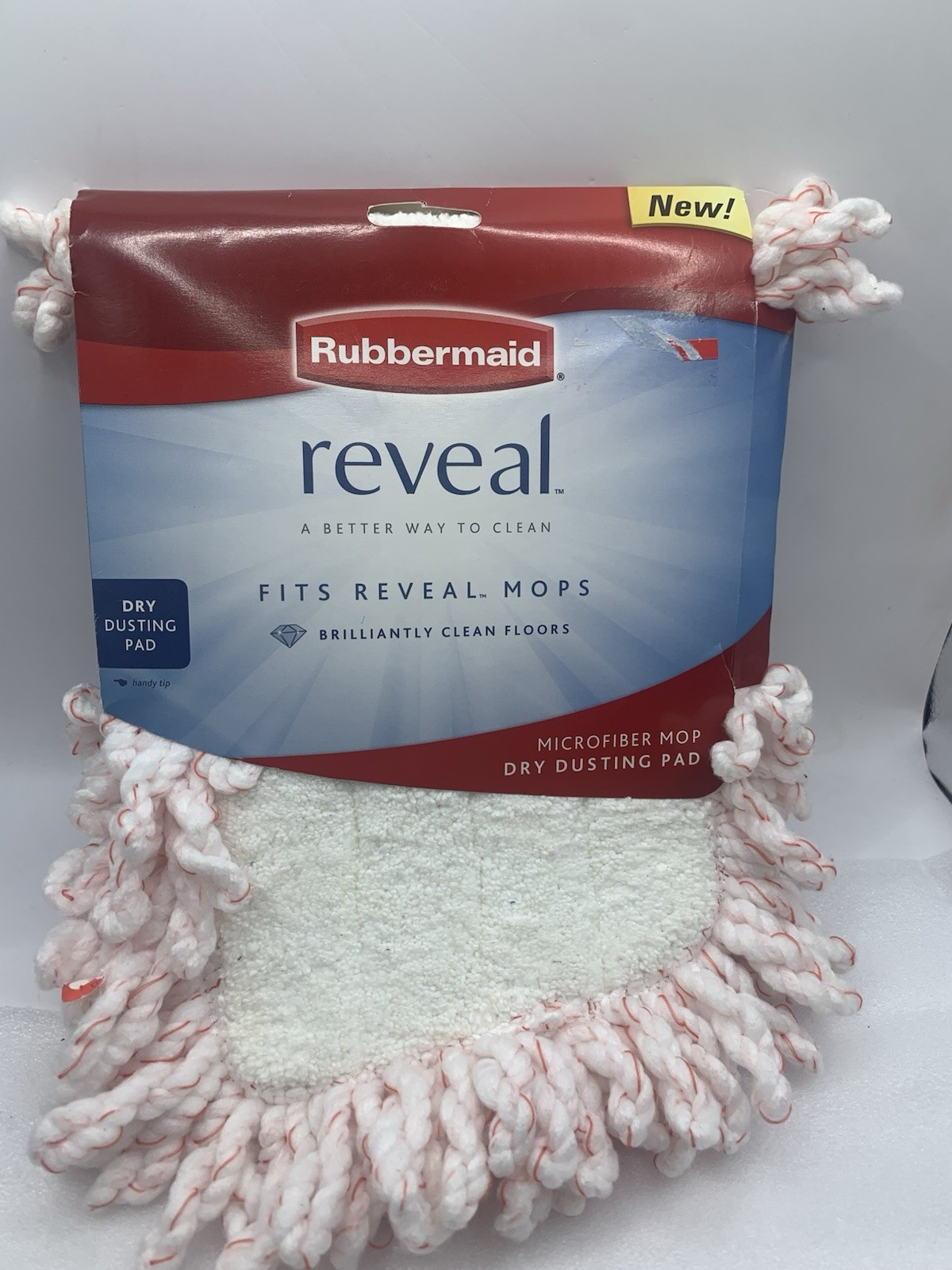 Rubbermaid Reveal Mop Dry Dusting Cleaning Pad, 16.5 Inch, 1M20, White/Red YT