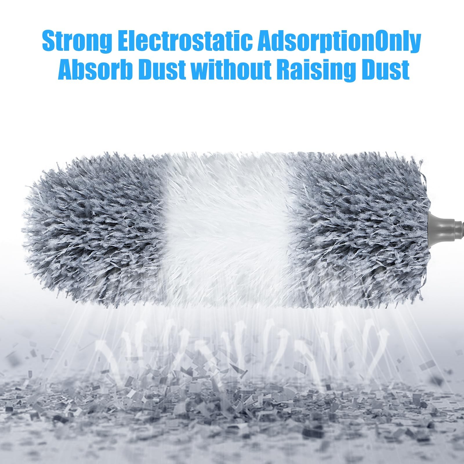 Microfiber Feather Duster, 110 Inch Extendable Telescoping Pole Duster with B…