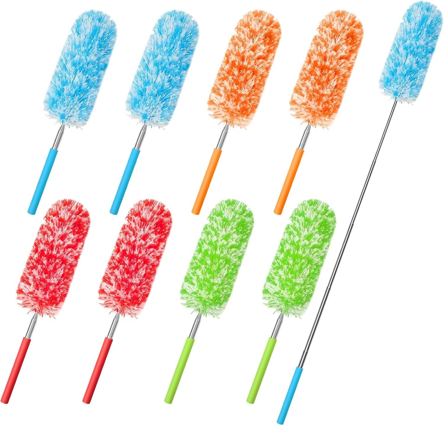 12 Pcs Microfiber Feather Duster Cleaning 13-31 Inch Extendable Cobweb Dusters