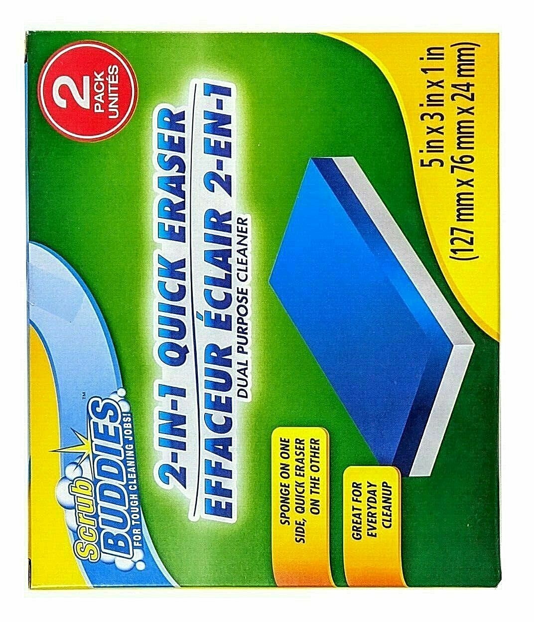 ( LOT 2 ) Scrub Buddies, 2 in 1 Quick Eraser Sponge & Eraser 2-pk/Box NEW SEALED