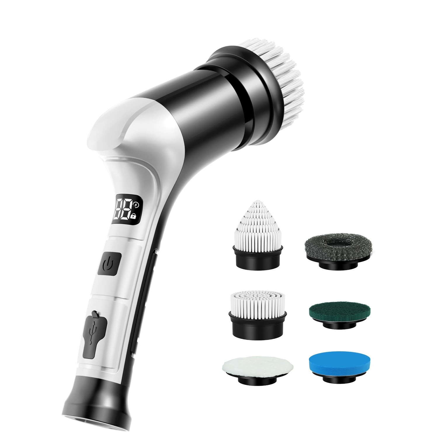 Electric Spin Scrubber, Cordless Household Cleaning Brush with 6 Replaceable …