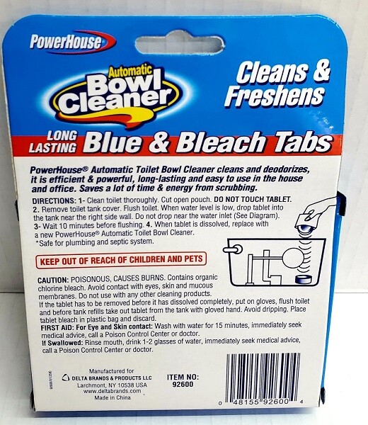 2 Tabs Automatic Toilet Bowl Cleaner Blue & Bleach Deodorize Freshens Lasting