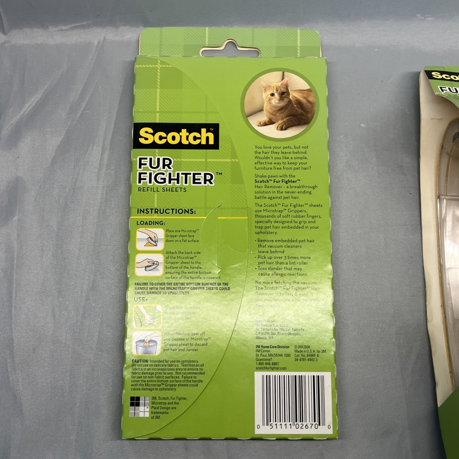 Scotch Fur Fighter Pet Dog Cat Hair Remover Handle & 5 Refill Sheets Plus Refill