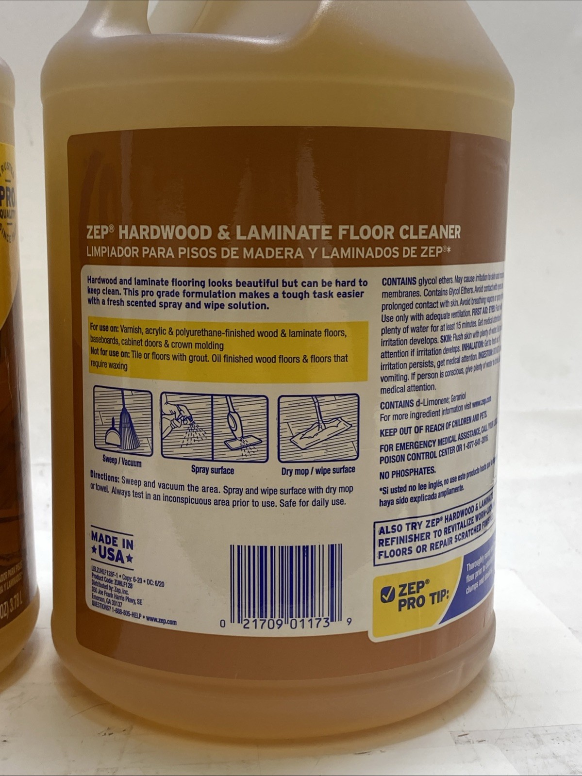 2 Pack Of Zep Ready To Use Hardwood and Laminate Floor Cleaner 1 GAL