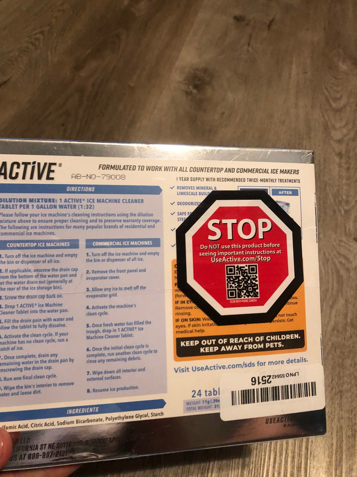Active – ICE Machine Cleaner – 24 Pack – 12 Month Supply – SEALED NEW