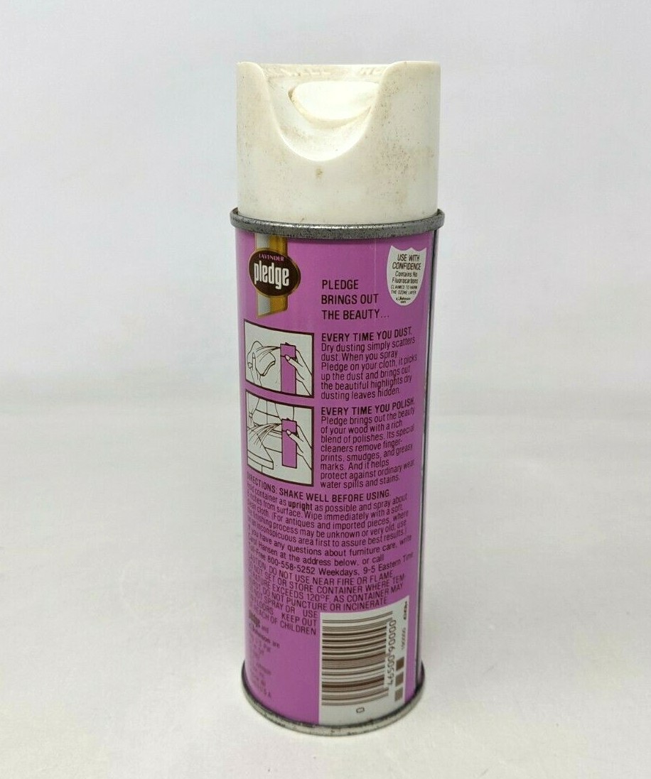 VTG 1982 SC Johnson Wax Pledge Waxed Beauty Lavender 7 Oz Metal Dust Spray Can