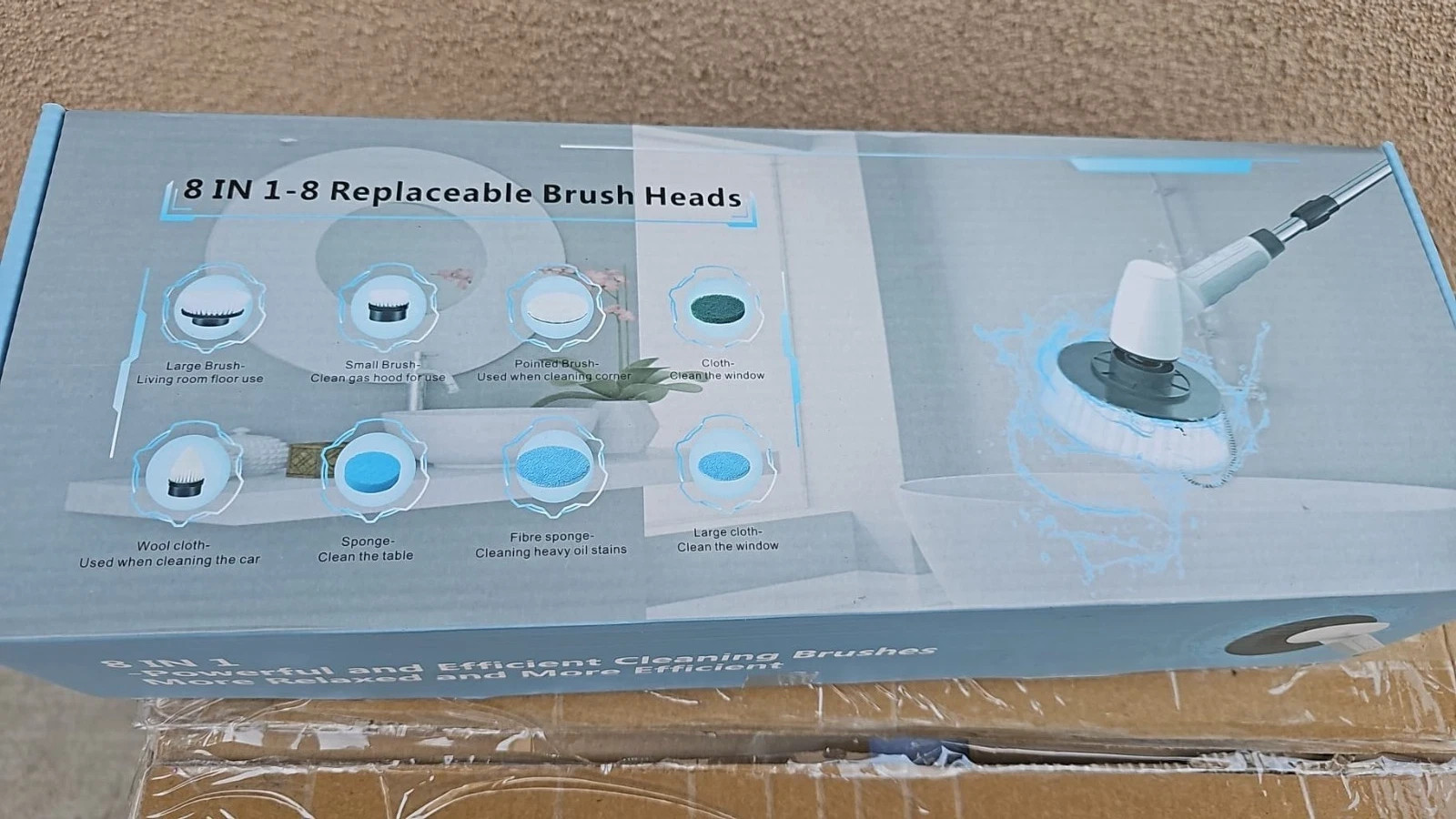 8 IN 1 Electric Spin Scrubber Cordless Power Cleaning Brush Rechargeable Cleaner