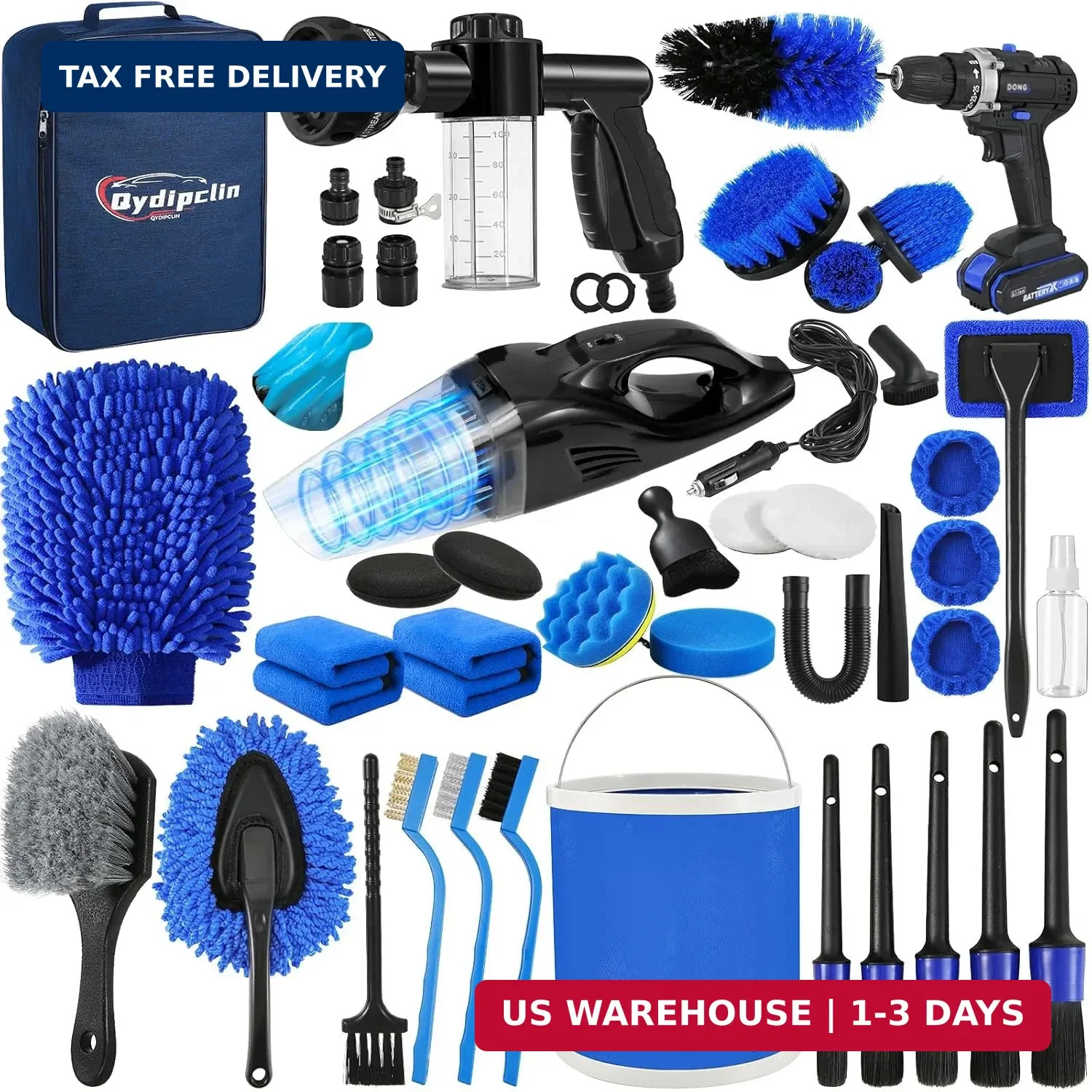 Qydipclin 45Pcs Car Detailing Kit, Car Detailing Brush Set, Car Wash Cleaning Ki