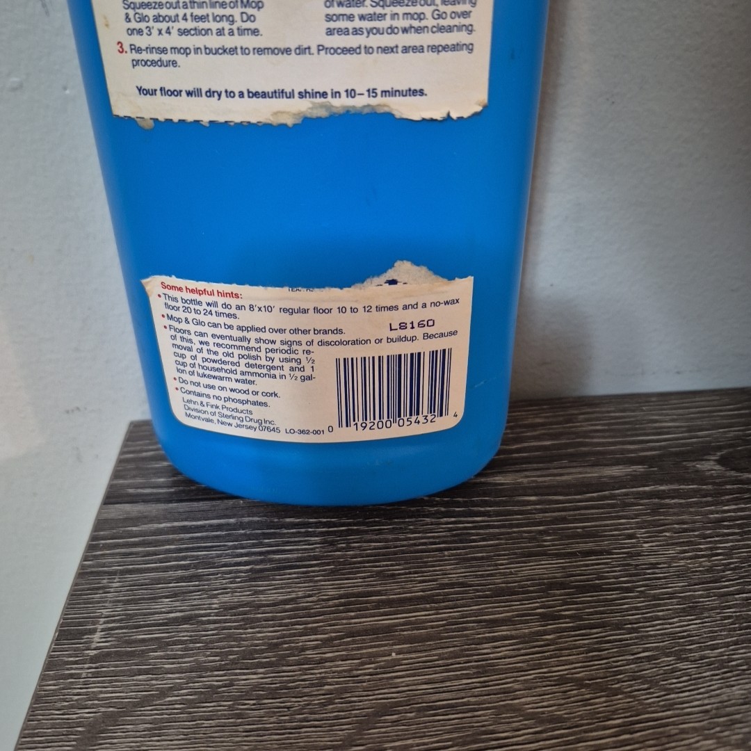 Vintage MOP & GLO Floor Shine Cleaner Movie Prop 1 Pt Bottle Approx. 80% Full