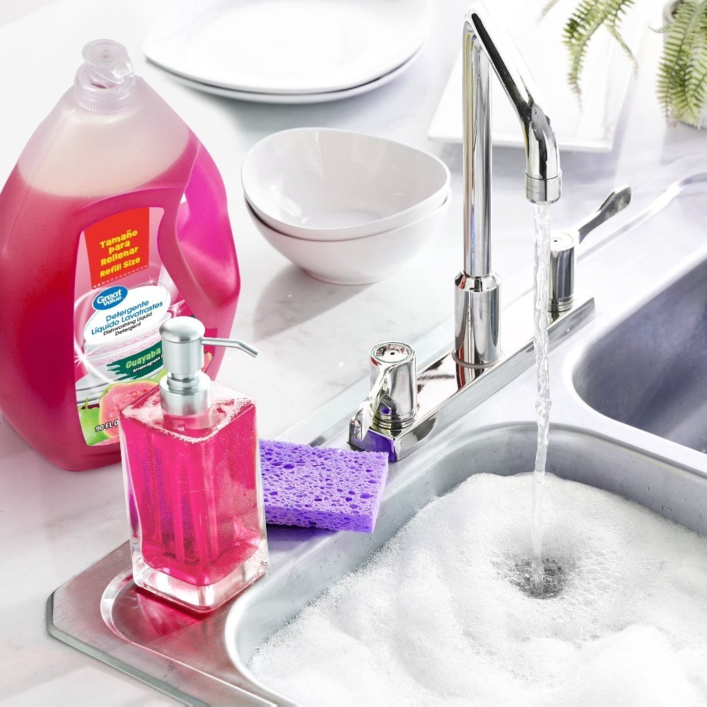 Guava Scent Dishwashing Liquid Detergent, 90 fl oz Bottle, Concentrated Formula