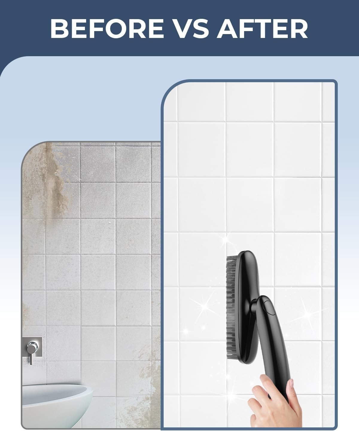 New Grout Cleaner Brush with Rotating Handle, for Tile Floors, Shower, V Shape