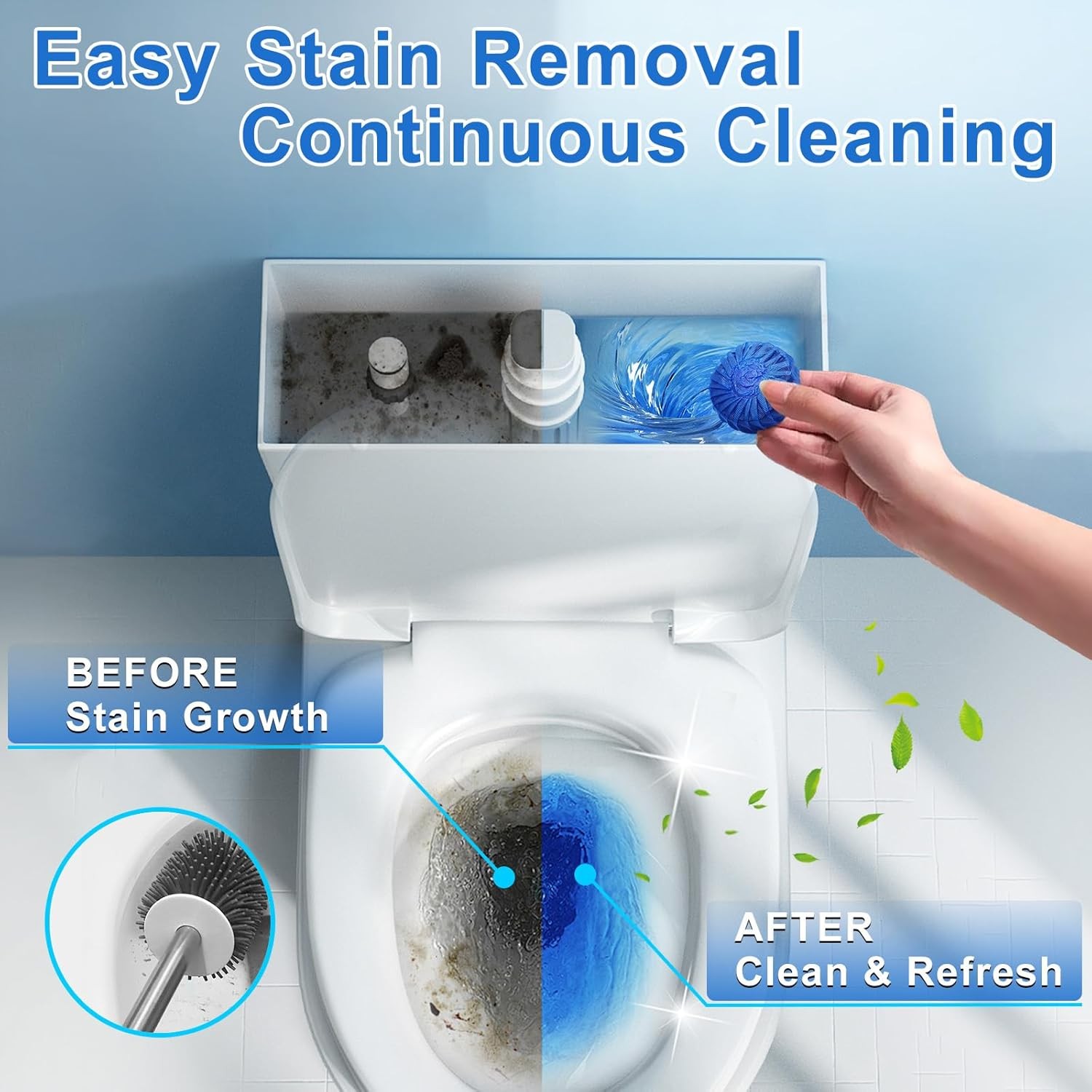 Toilet Bowl Cleaner, Automatic Toilet Tank Cleaner Tablets, Blue Toilet Bowl Tab