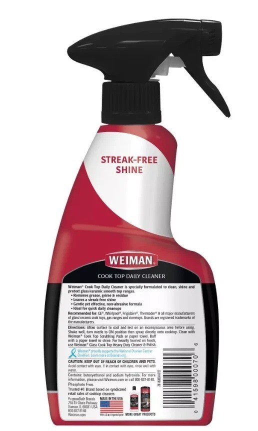 Weiman Cook Top Daily Cleaner Trigger Spray Bottle Streak Free Shine 12 oz NEW