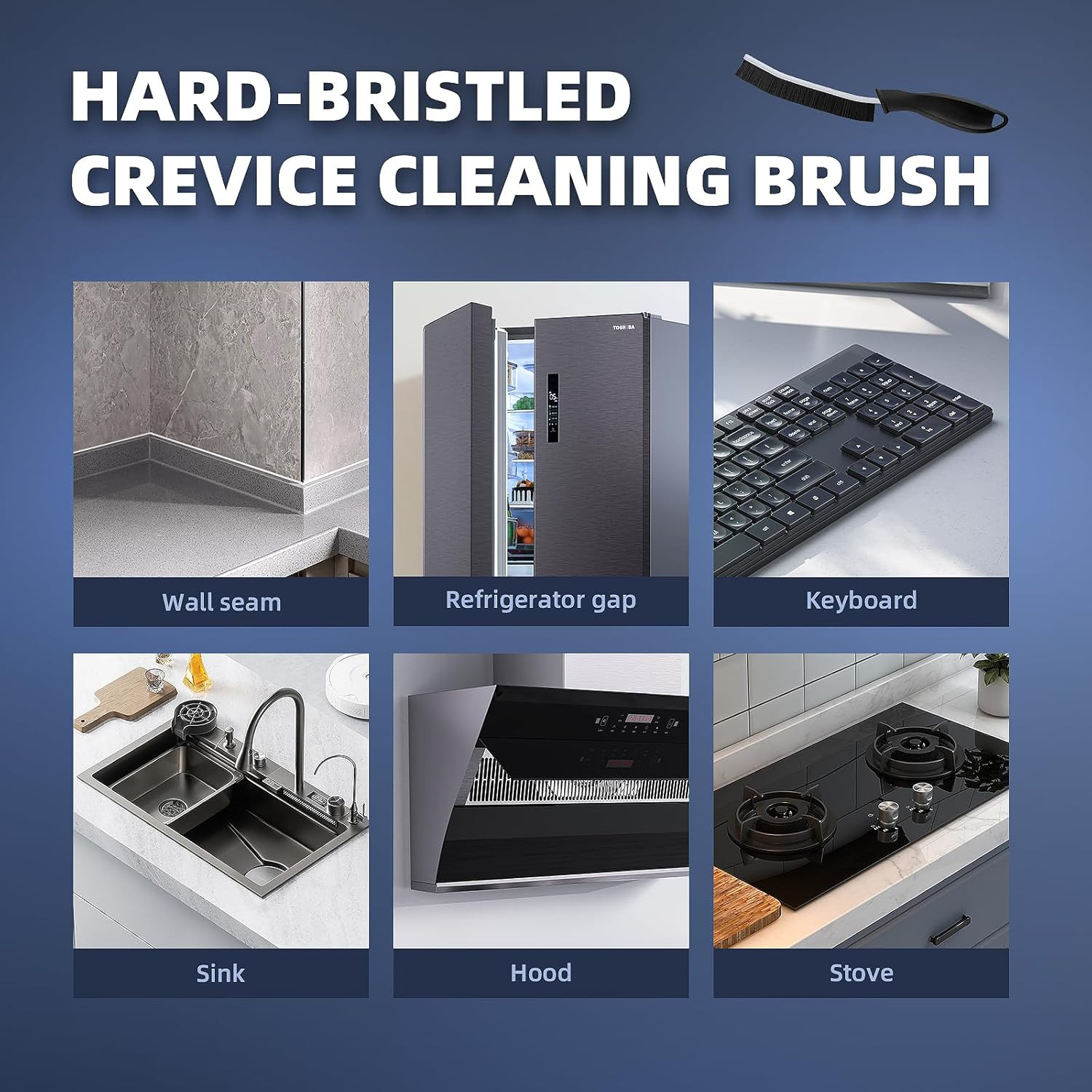 Crevice Cleaning Brushes, Cleaner Scrub Brush Tool for Hard to Reach Tight Space