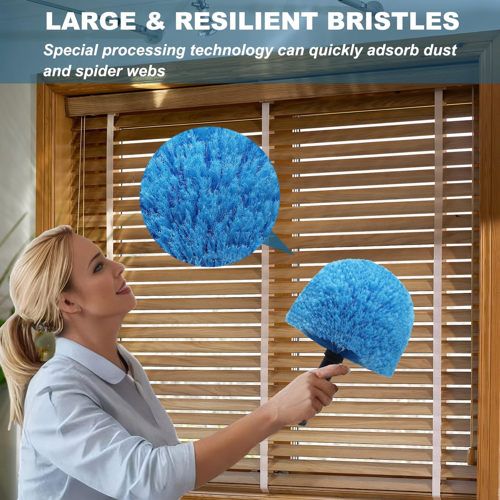 2 Pack Cobweb Duster Head Brush Twist On Web Cleaning Tool for Outdoor Indoor