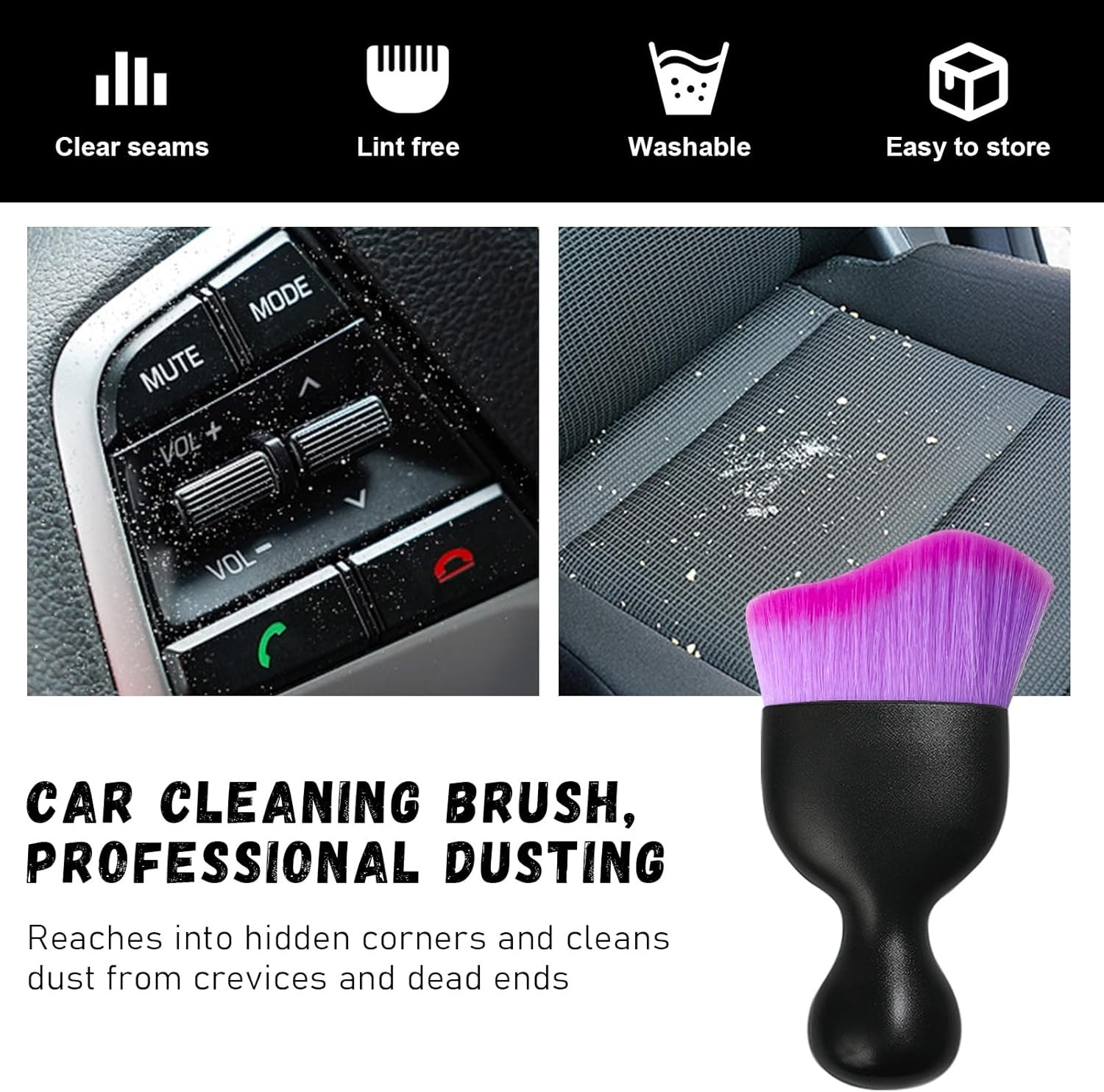 Car Detailing Brush – Curved Soft Bristles, Dust Remover for Dashboard & Vents