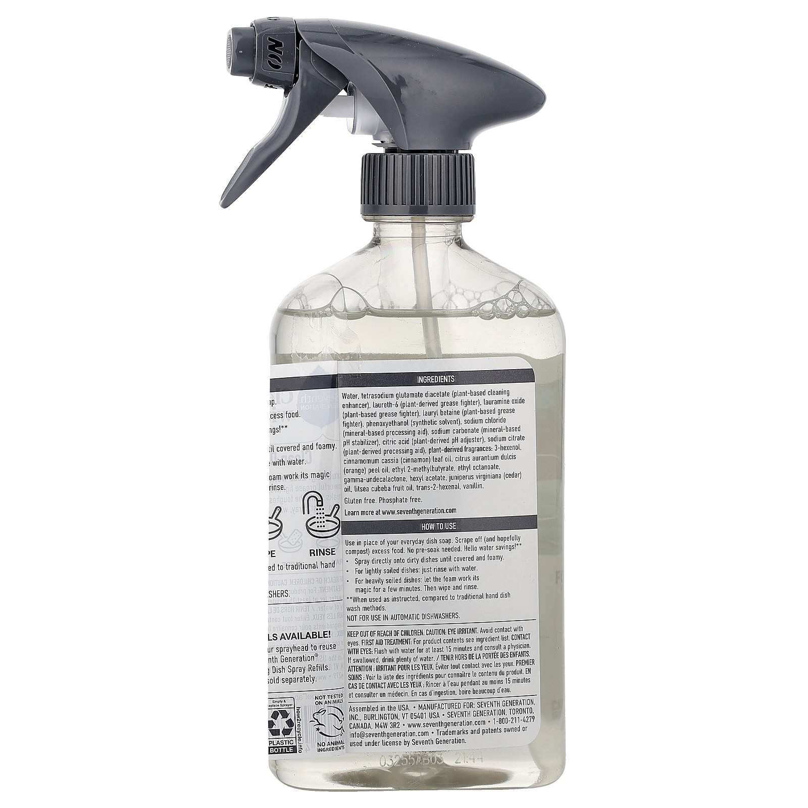 Power+ Foaming Dish Spray, Honeycrisp Apple, 16 fl oz (473 ml)