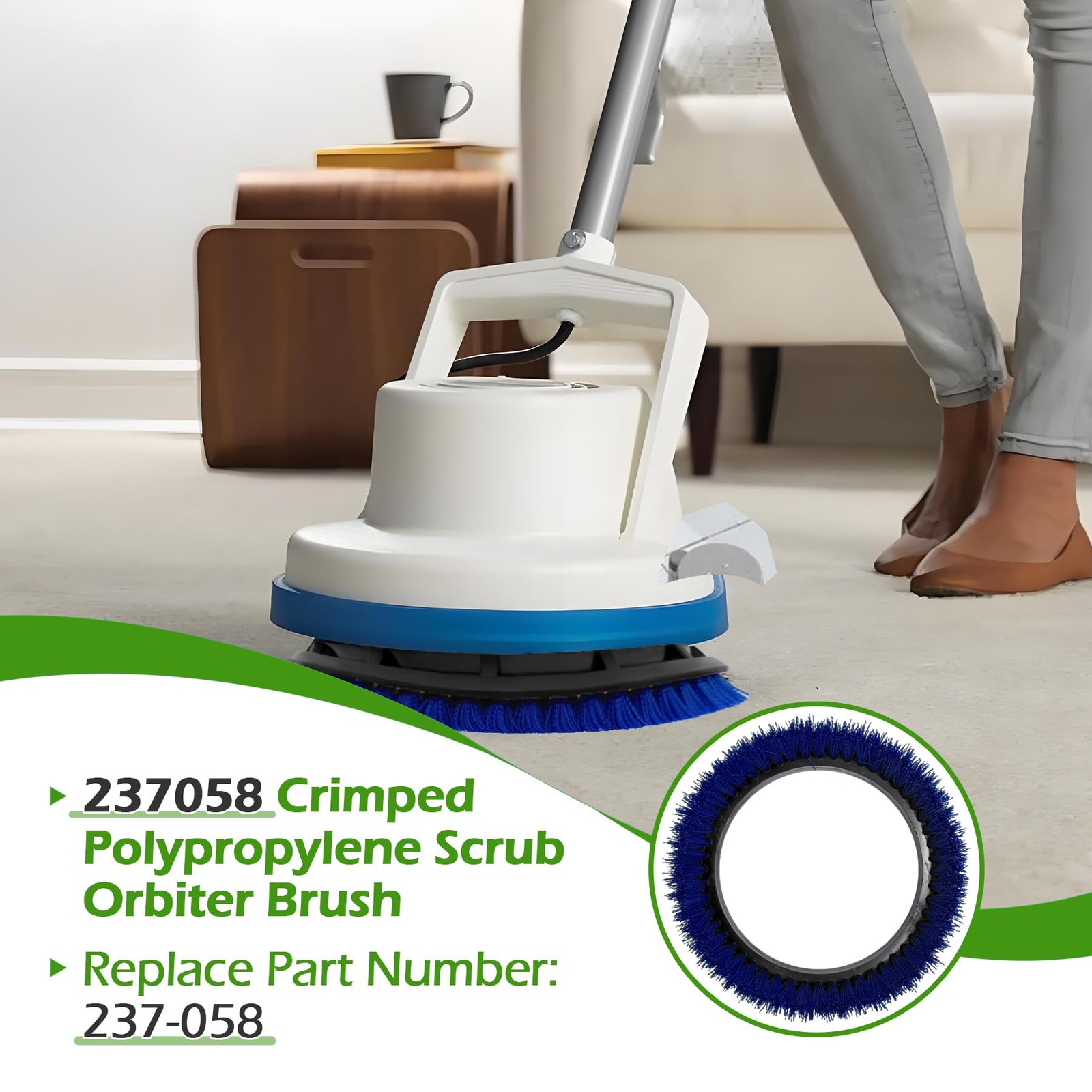 237058 Polypropylene Scrub Orbiter Brush 10.5 Inch Diameter Blue Floor Machine