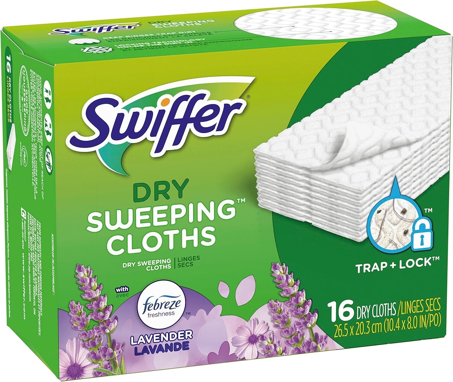Swiffer Dry Sweeping Cloths w/Febreze Lavender, 16 Dry Cloths, Boxes Are Damaged