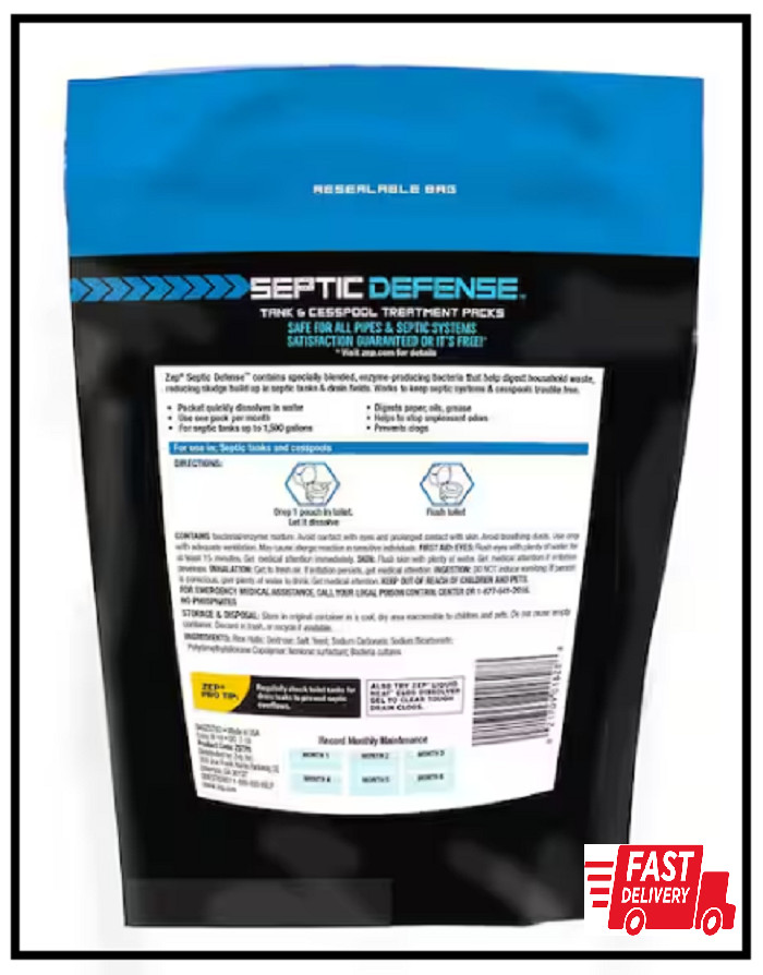 Septic System 12 Oz. Treatment Powder Packet Rids of Waste Paper Oils and Grease