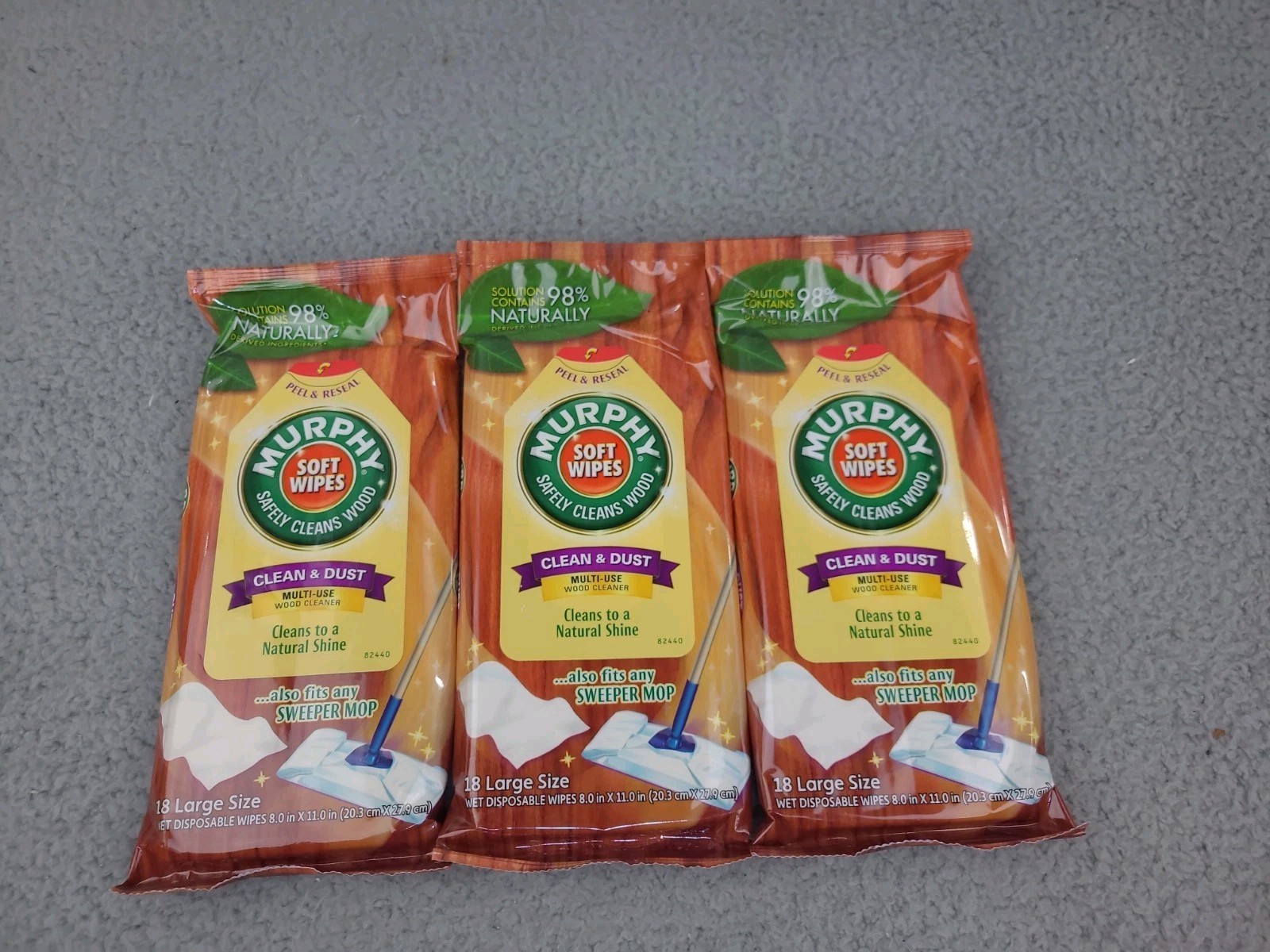 3x Murphy Soft Wipes Clean & Dust Multi-Use Wood Cleaner NEW 18 Large Wipes