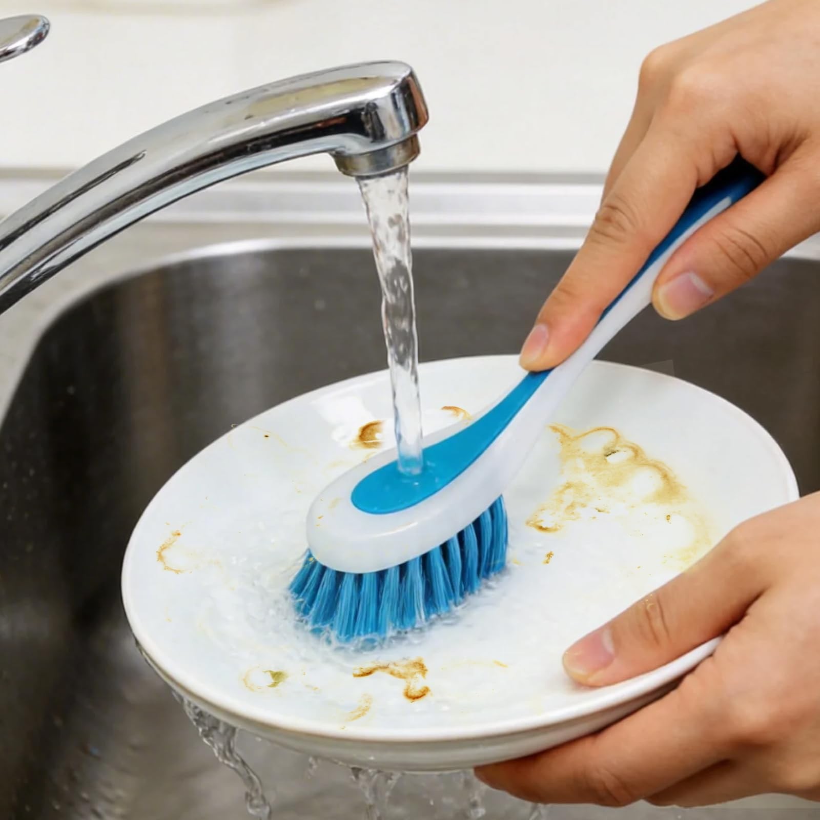 10 Pieces Long Dish Brush with Handle Assorted Color Dishwashing Brush with S…